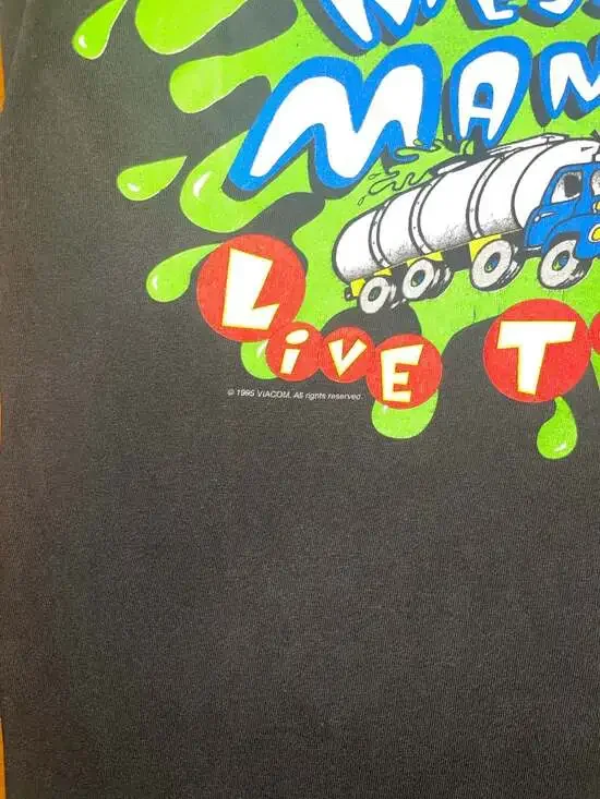Vintage 1995 Nickelodeon Mega Mess-A-Mania Live Tour T-Shirt Black Size Medium - Picture 4 of 11